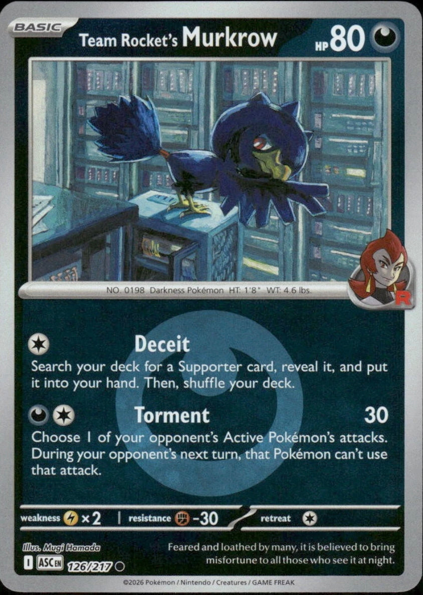 Ascended Heroes Team Rocket’s Murkrow #126/217 Reverse Holo